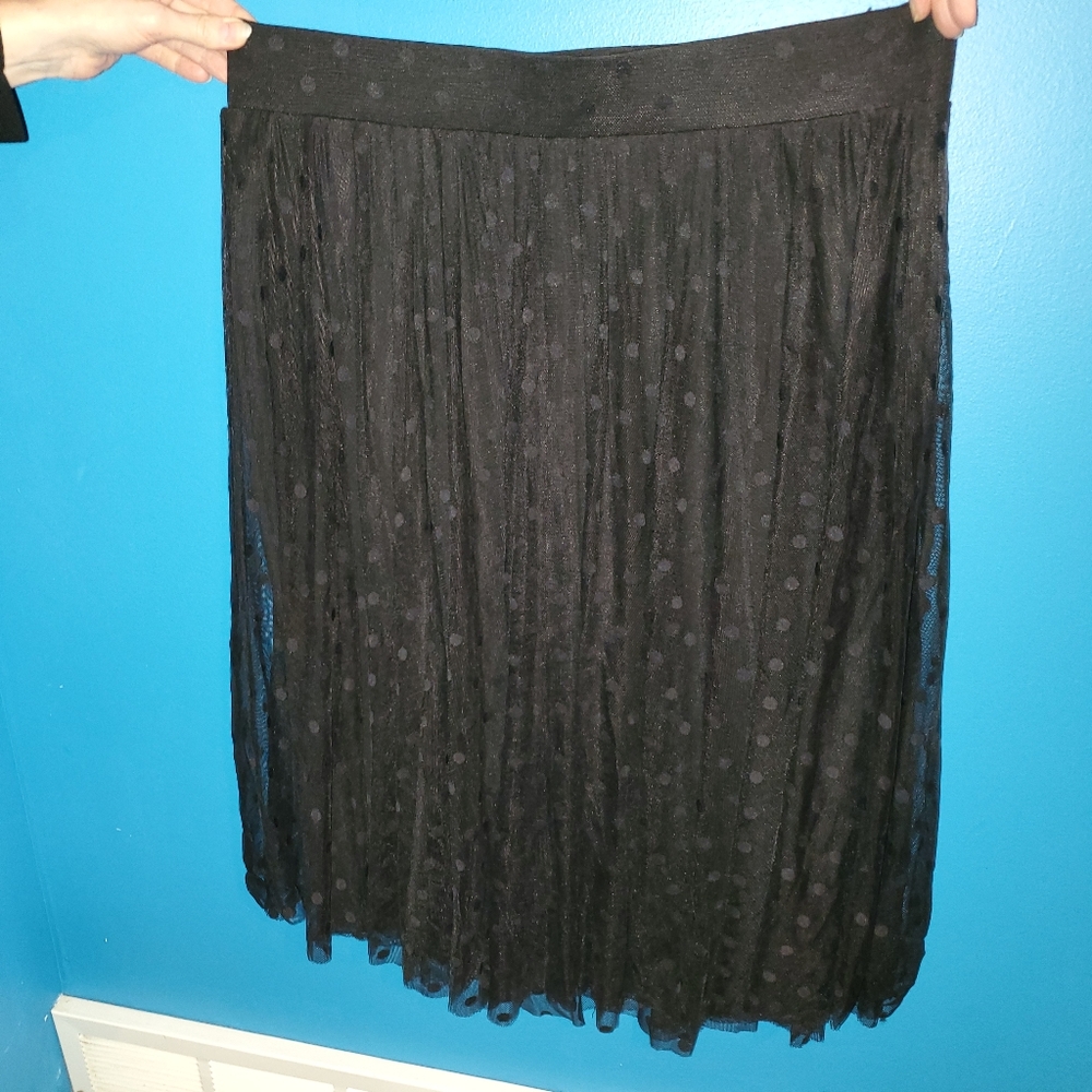 Black pencil skirt with polka dot overlay Torrid
